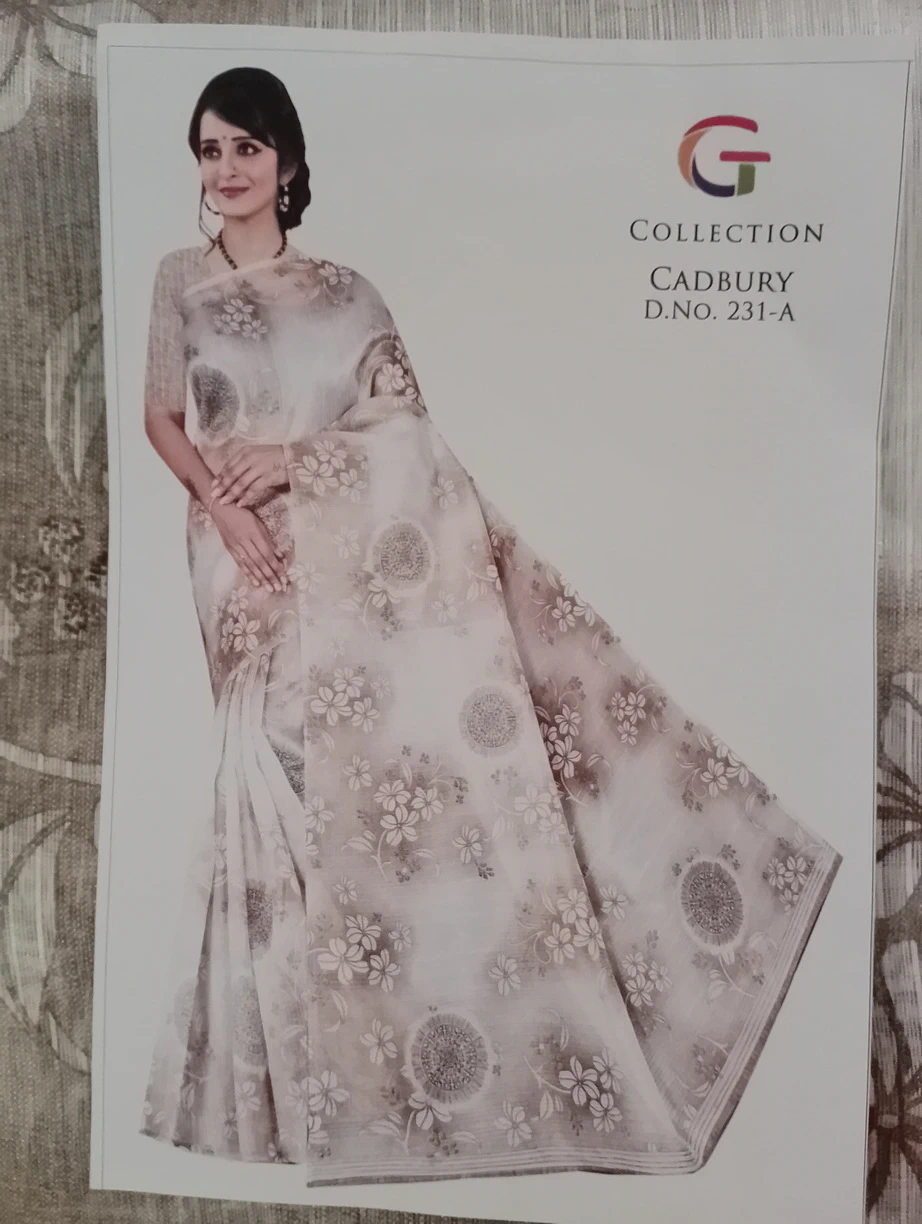 Cotton Silk Floral Soft Shade Saree - Cadbury - Beige Pink Mix